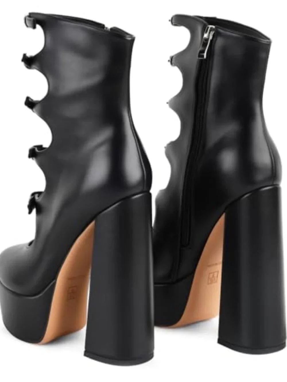 Platform Boots Chunky Heel Goth Boots Side Zipper Block Heel PU Leather